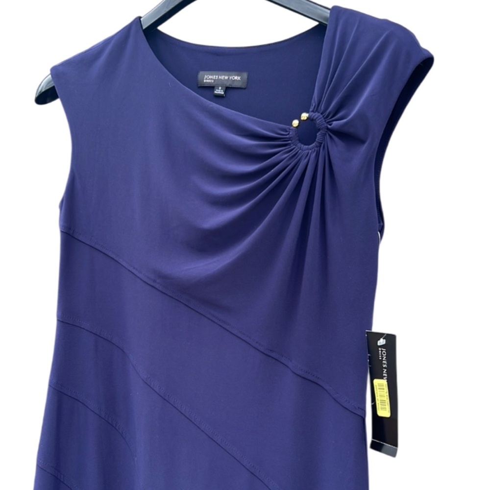 NWT Jones NY Sleeveless Tiered Dress Size 8 Navy Business Casual Work Career - Picture 3 of 16